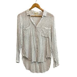 Anthropologie Cloth & Stone Ivory Microfloral Button Down Shirt Size XS